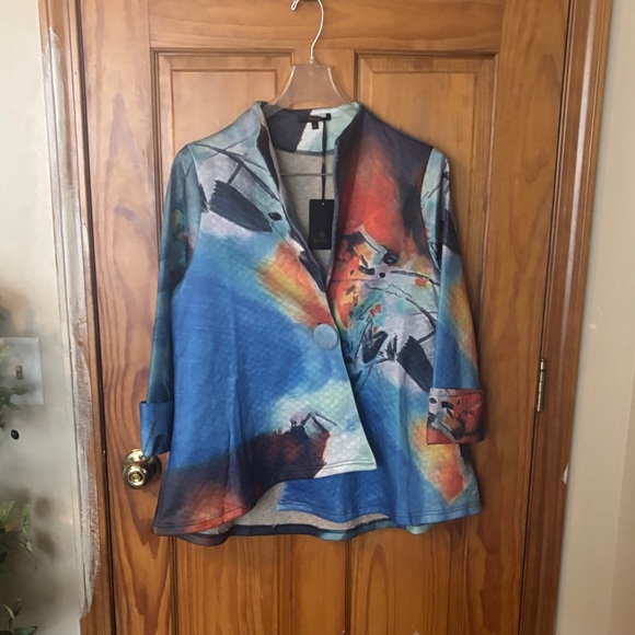 Radzoli Jackets & Blazers - Radzoli Multicolor Abstract Jacket